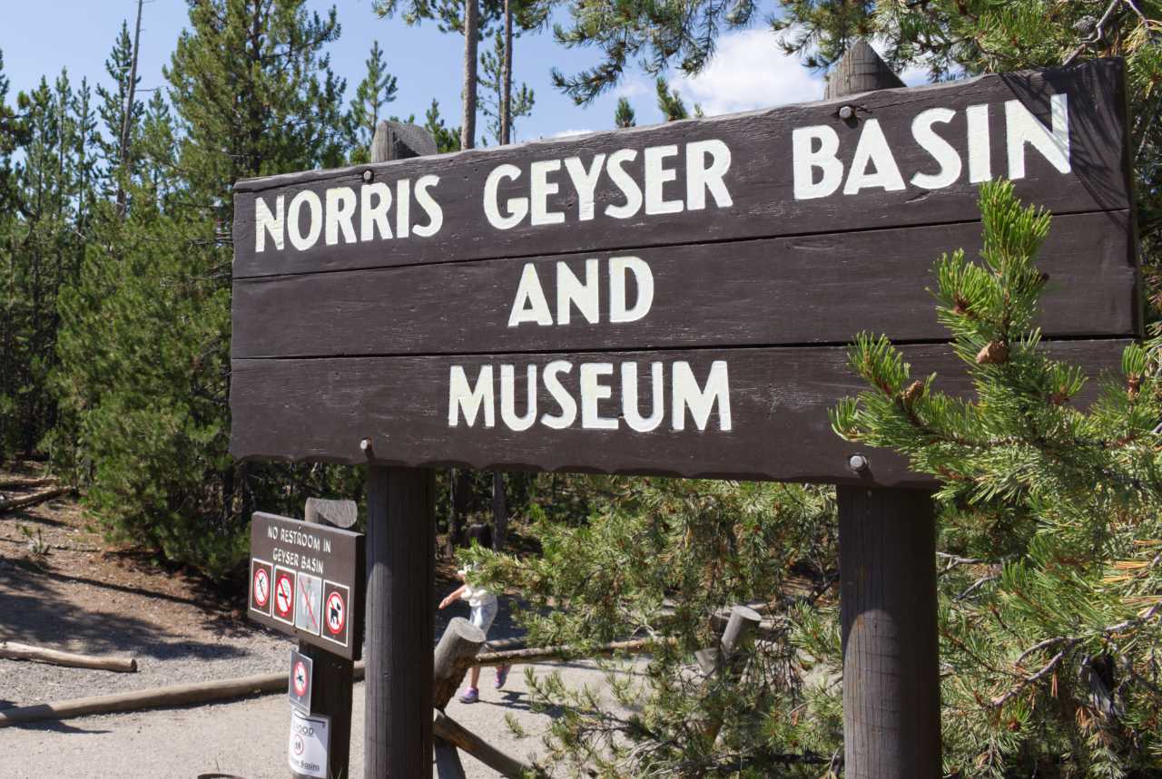 Norris Geyser Basin and Museum Sign