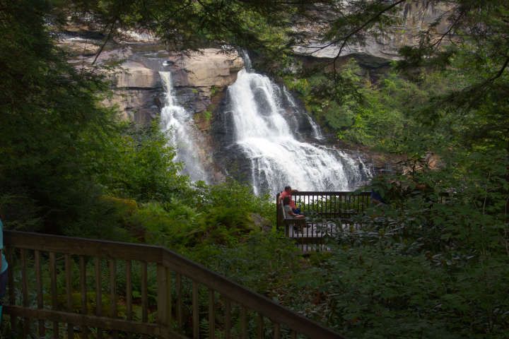 There are several viewing platforms for Blackwater Falls in West Virginia