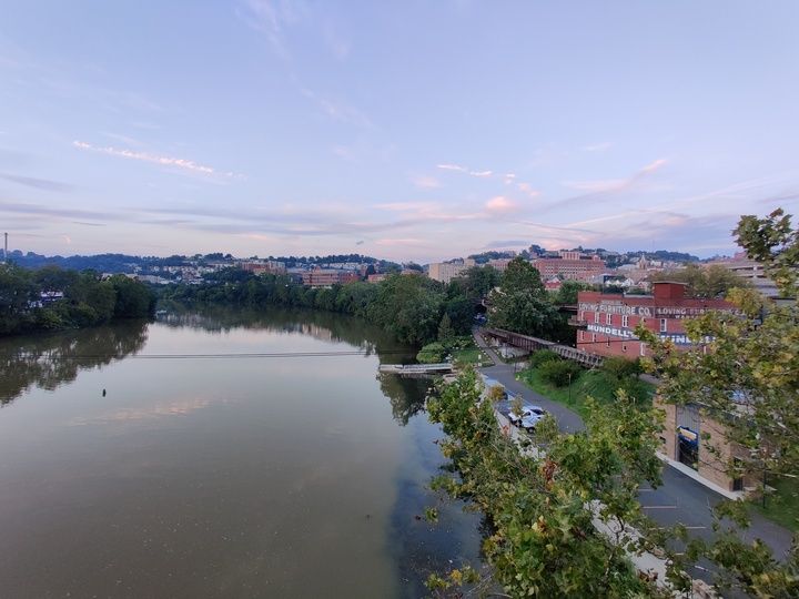 Morgantown, WV Downtown from the U.S. 19 bridge near Hazel Ruby McQuain Park