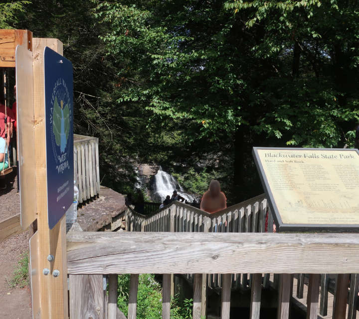 View of Blackwater Falls in West Virginia from the first viewing platform